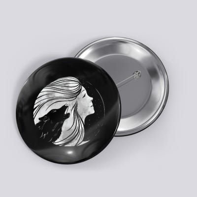 Moon Wolf Illustration Button