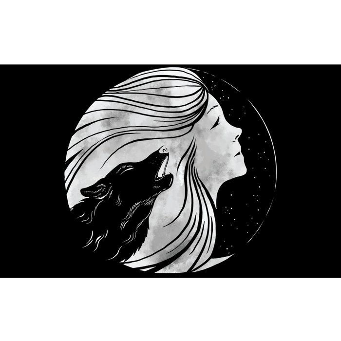 Moon Wolf Illustration Bumper Sticker