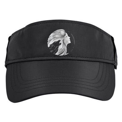 Moon Wolf Illustration Adult Drive Performance Visor