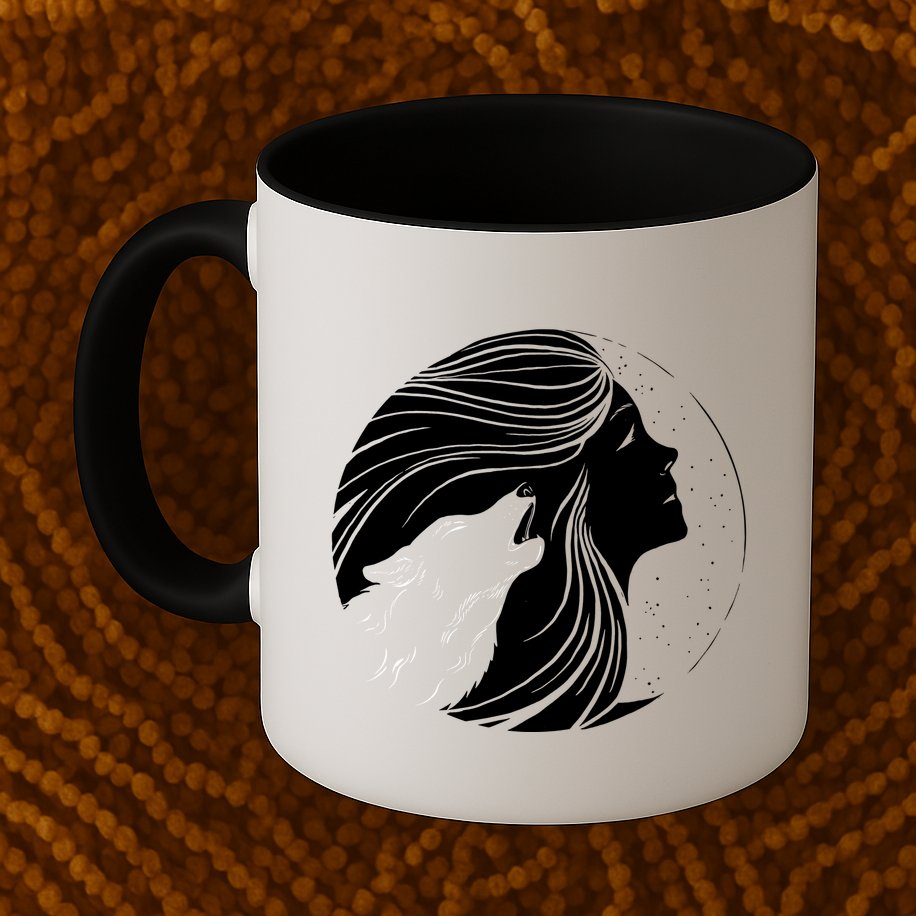 Moon Wolf Illustration Mug