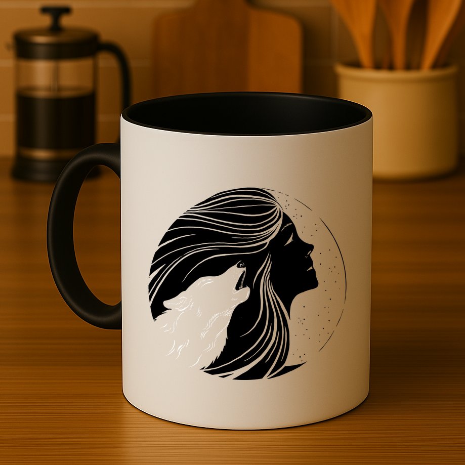 Moon Wolf Illustration Mug