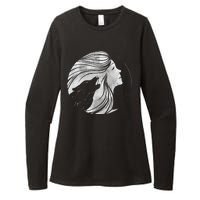 Moon Wolf Illustration Womens CVC Long Sleeve Shirt