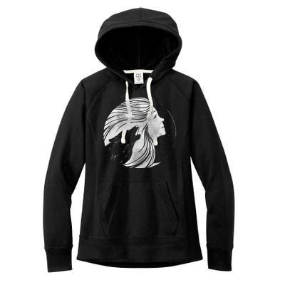 Moon Wolf Illustration Women's Fleece Hoodie