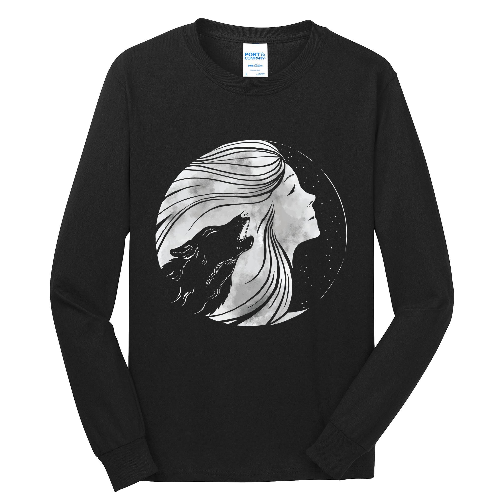 Moon Wolf Illustration Tall Long Sleeve T-Shirt
