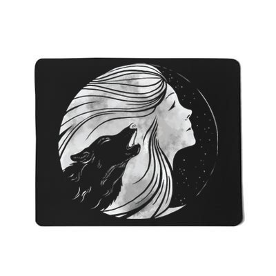 Moon Wolf Illustration Mousepad