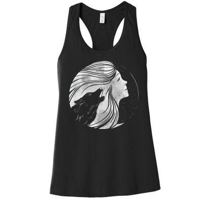 Moon Wolf Illustration Women's Racerback Tank