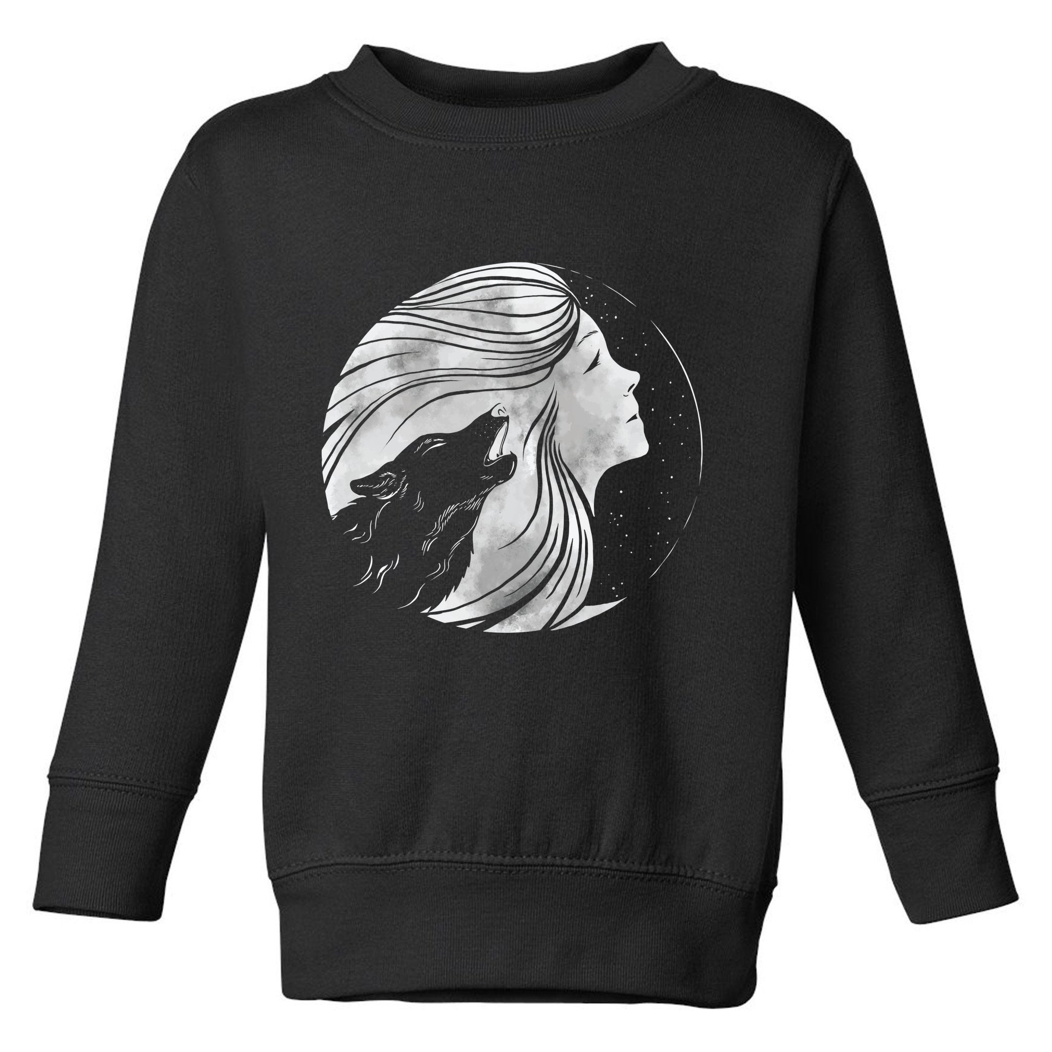 Moon Wolf Illustration Toddler Sweatshirt