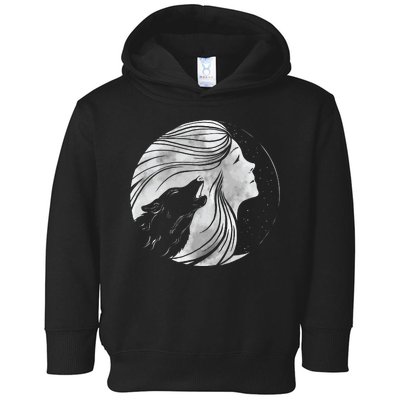 Moon Wolf Illustration Toddler Hoodie