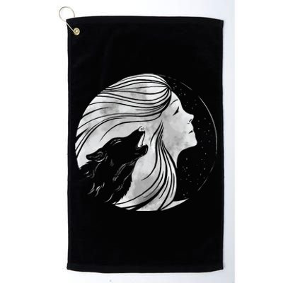 Moon Wolf Illustration Platinum Collection Golf Towel