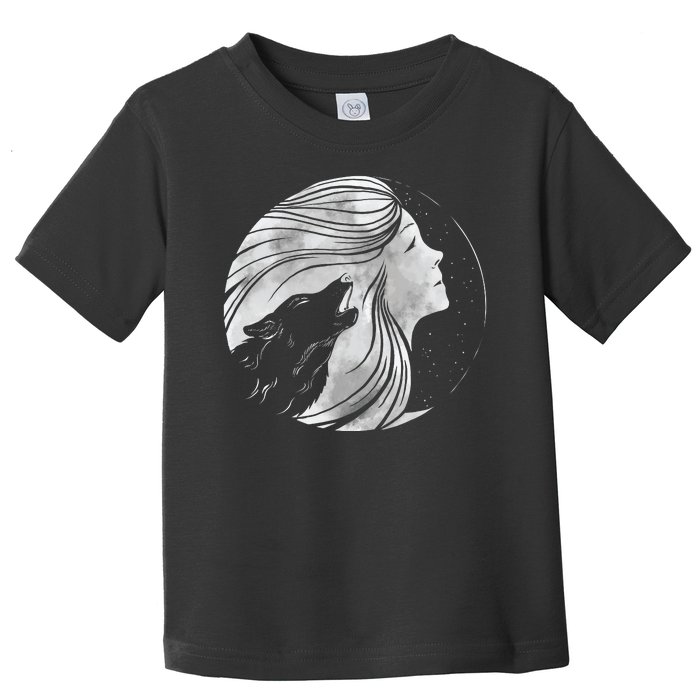 Moon Wolf Illustration Toddler T-Shirt