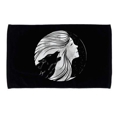 Moon Wolf Illustration Microfiber Hand Towel