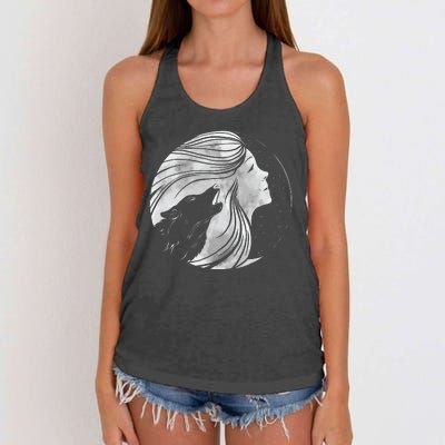 Moon Wolf Illustration Women's Knotted Racerback Tank