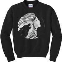 Moon Wolf Illustration Kids Sweatshirt