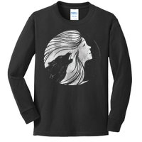 Moon Wolf Illustration Kids Long Sleeve Shirt