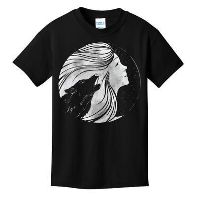 Moon Wolf Illustration Kids T-Shirt