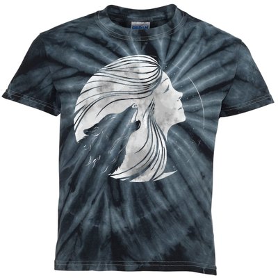 Moon Wolf Illustration Kids Tie-Dye T-Shirt