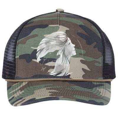 Moon Wolf Illustration Retro Rope Trucker Hat Cap