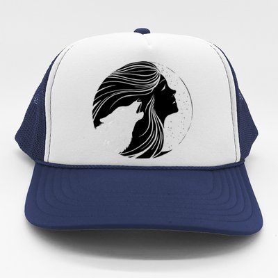 Moon Wolf Illustration Trucker Hat