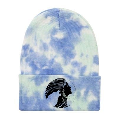 Moon Wolf Illustration Tie Dye 12in Knit Beanie