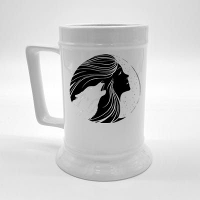 Moon Wolf Illustration Beer Stein