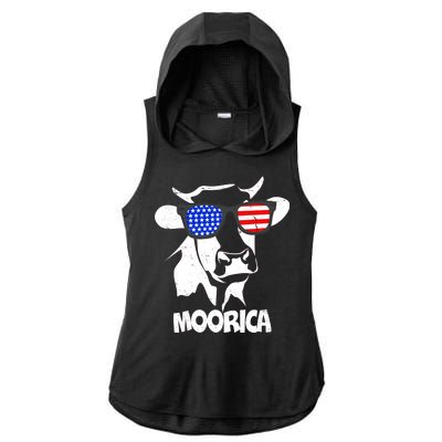 Moorica Cow Ladies PosiCharge Tri-Blend Wicking Draft Hoodie Tank