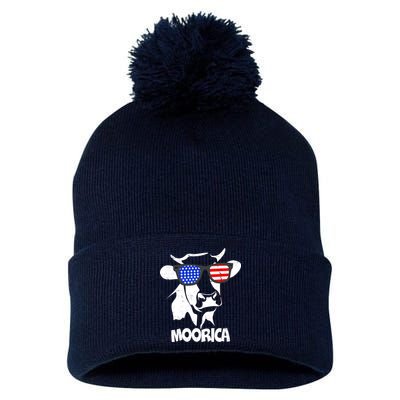 Moorica Cow Pom Pom 12in Knit Beanie