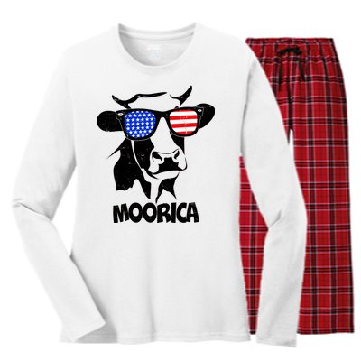 Moorica Cow Women's Long Sleeve Flannel Pajama Set 