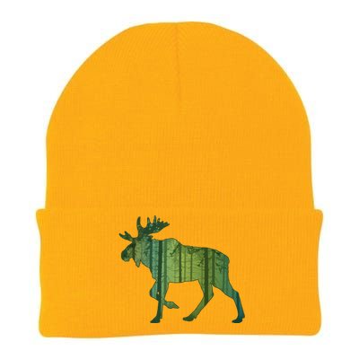 Moose Forest Silhouette Knit Cap Winter Beanie