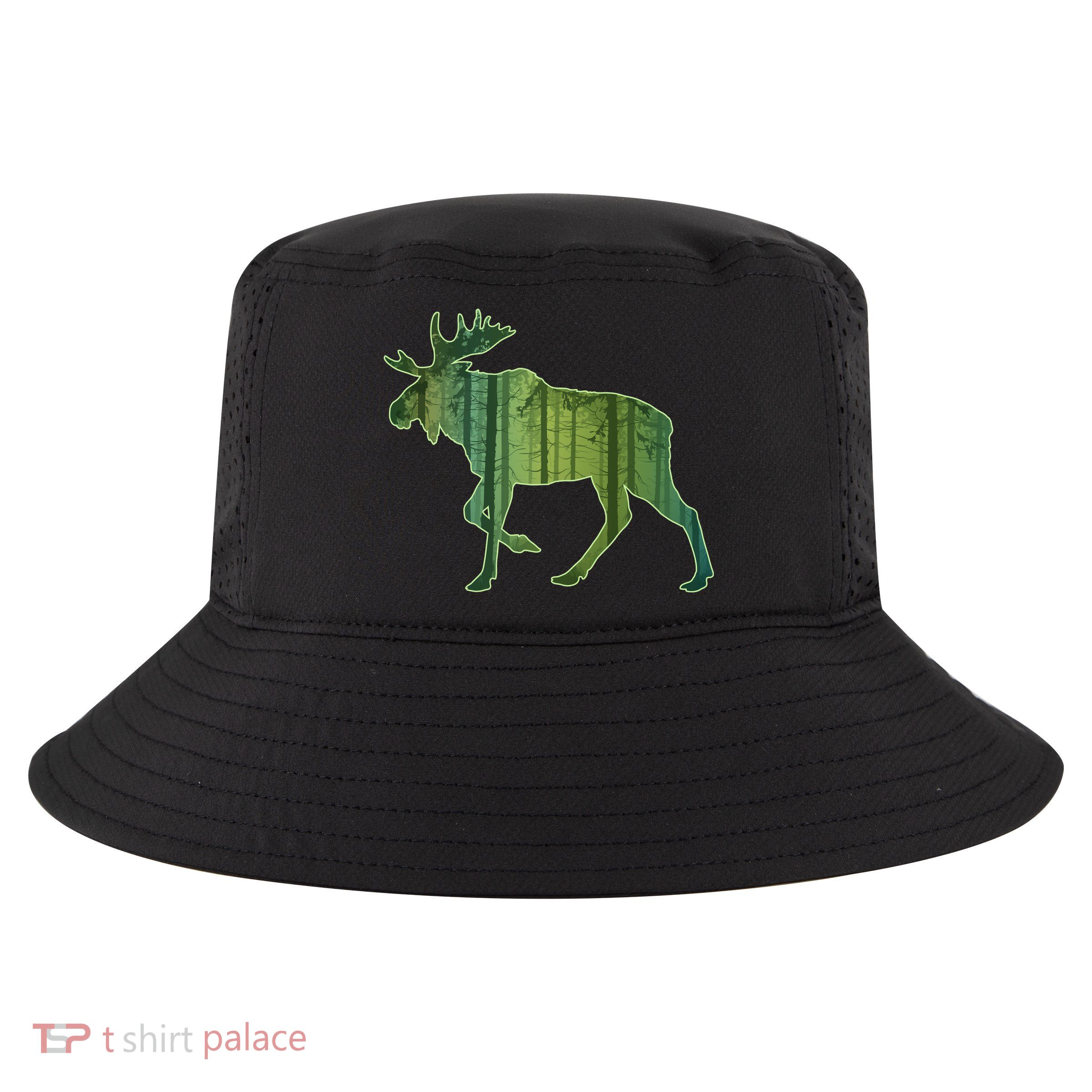 Moose Forest Silhouette Cool Comfort Performance Bucket Hat