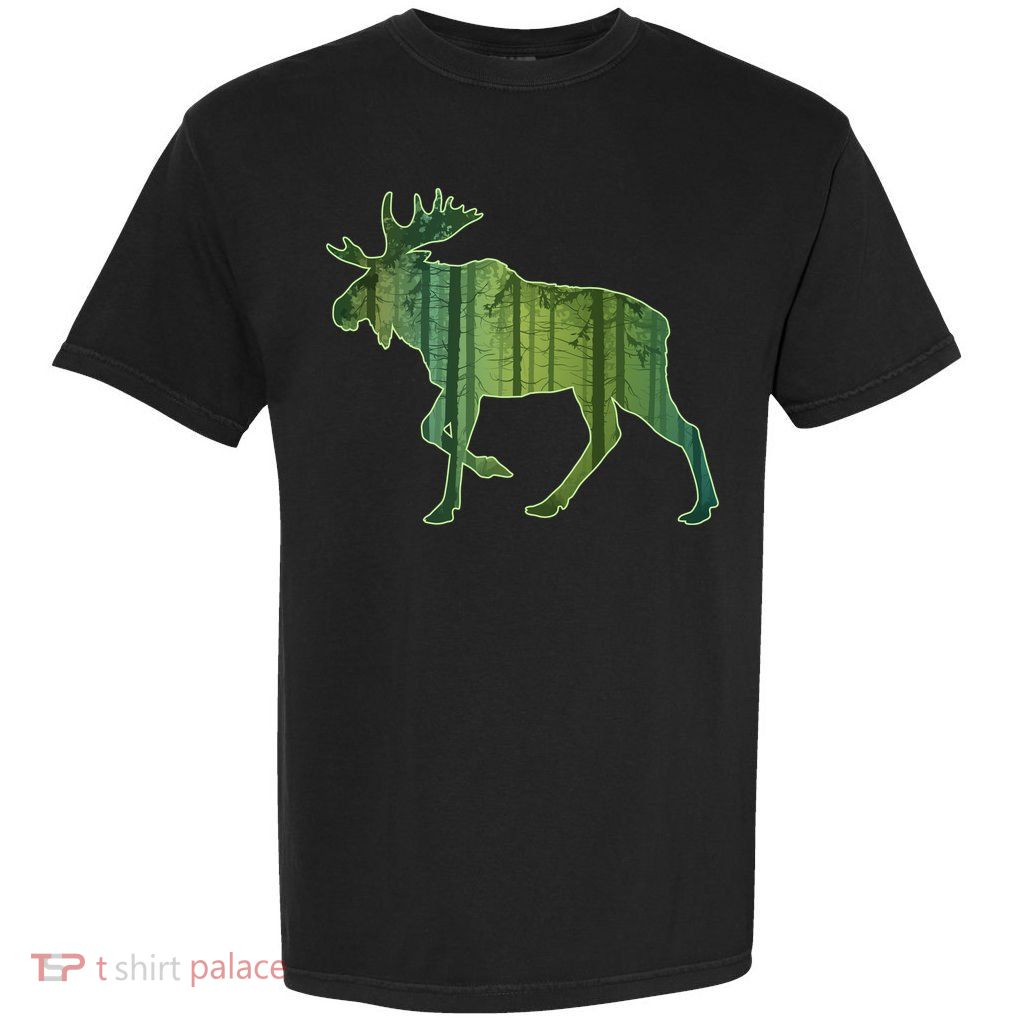 Moose Forest Silhouette Garment-Dyed Heavyweight T-Shirt