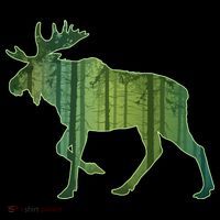 Moose Forest Silhouette High Crown Mesh Back Trucker Hat