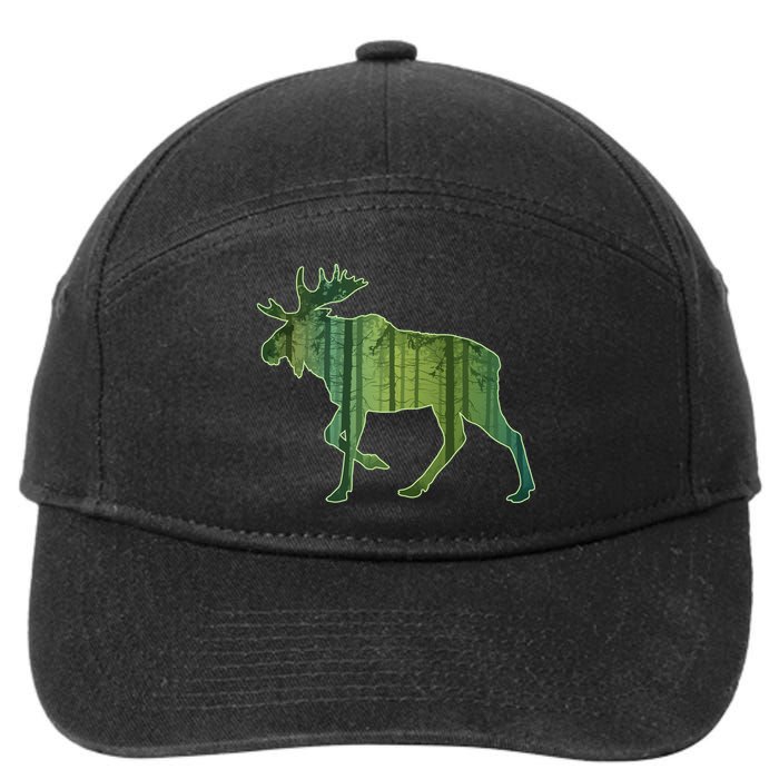 Moose Forest Silhouette 7-Panel Snapback Hat