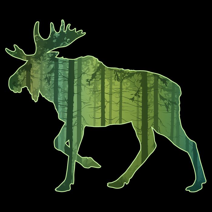 Moose Forest Silhouette 7-Panel Snapback Hat