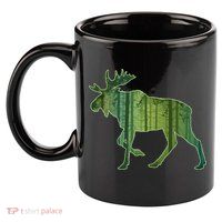 Moose Forest Silhouette 11oz C Handle Ceramic Mug