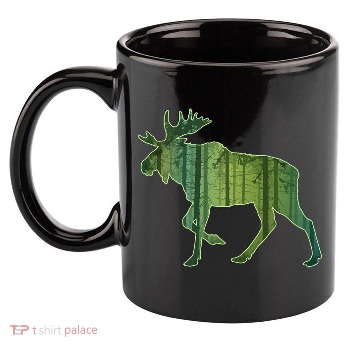 Moose Forest Silhouette 11oz C Handle Ceramic Mug