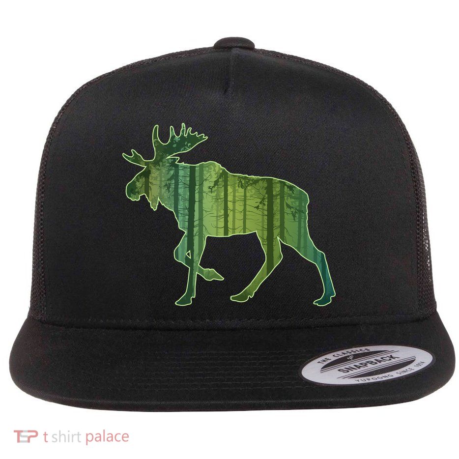 Moose Forest Silhouette Flatbill Hat