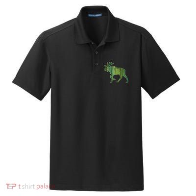 Moose Forest Silhouette Dry Zone Grid Polo