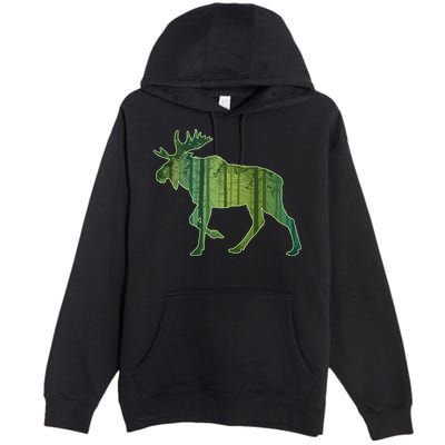 Moose Forest Silhouette Premium Pullover Hoodie
