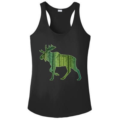 Moose Forest Silhouette Ladies PosiCharge Competitor Racerback Tank