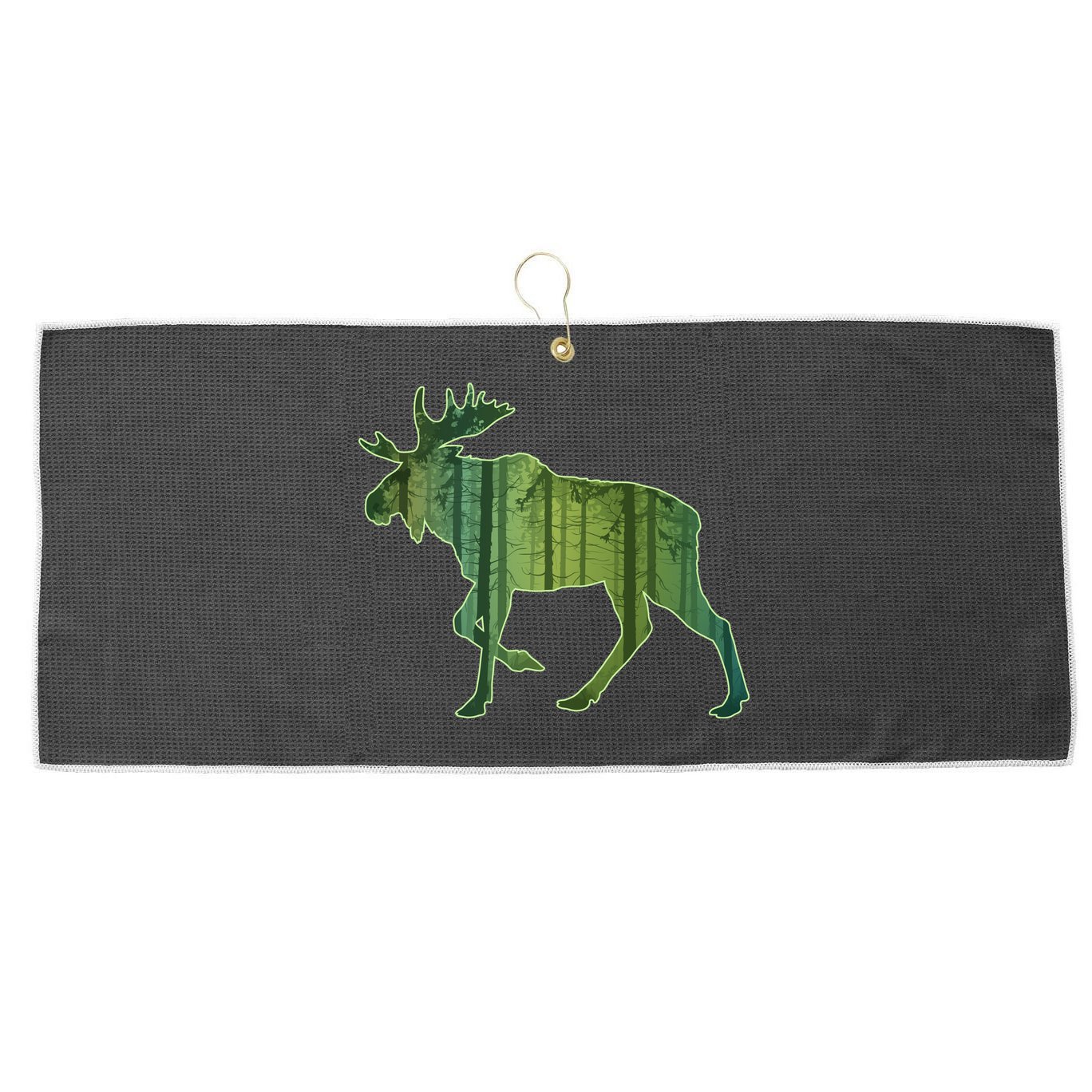 Moose Forest Silhouette Large Microfiber Waffle Golf Towel