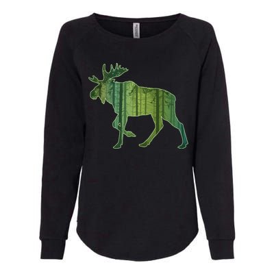 Moose Forest Silhouette Womens California Wash Sweatshirt