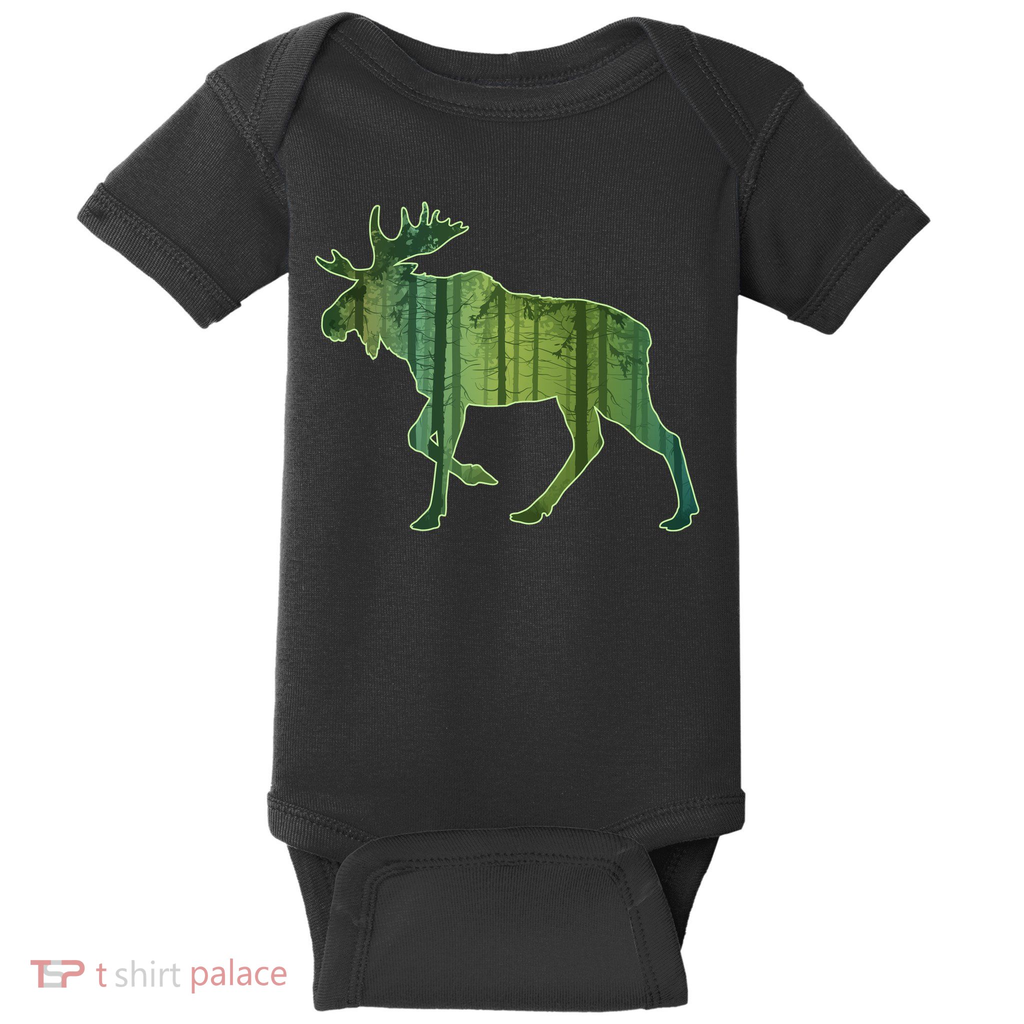 Moose Forest Silhouette Baby Bodysuit