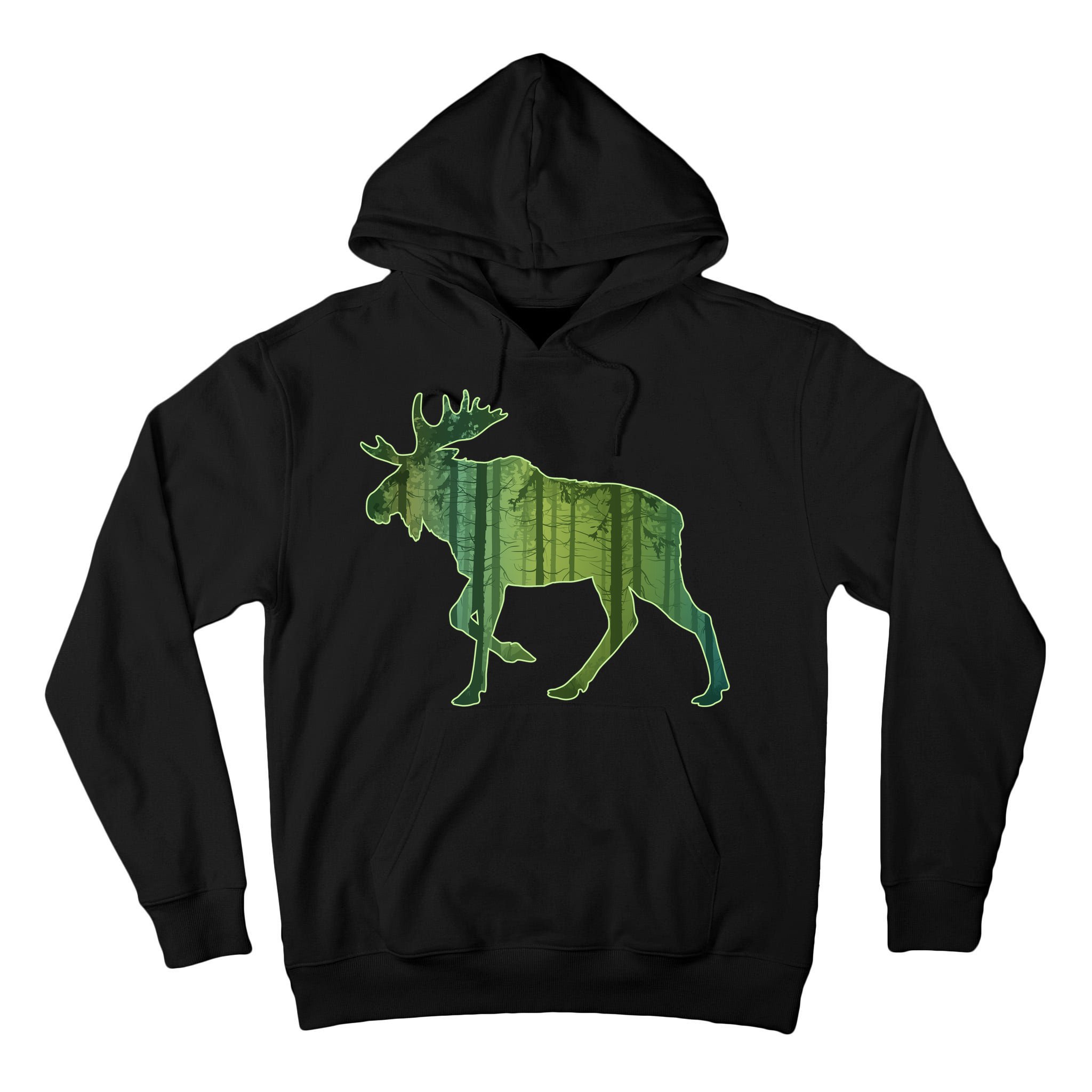 Moose Forest Silhouette Tall Hoodie