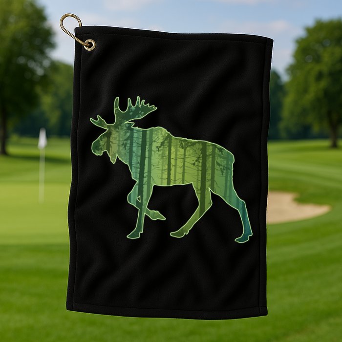 Moose Forest Silhouette Golf Towel