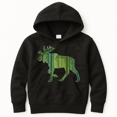 Moose Forest Silhouette Kids Hoodie