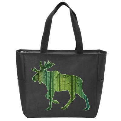 Moose Forest Silhouette Zip Tote Bag