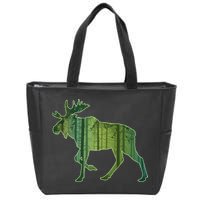 Moose Forest Silhouette Zip Tote Bag