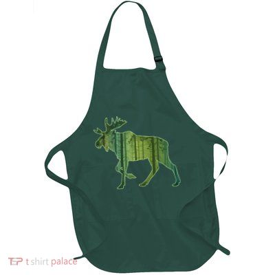Moose Forest Silhouette Full-Length Apron With Pockets