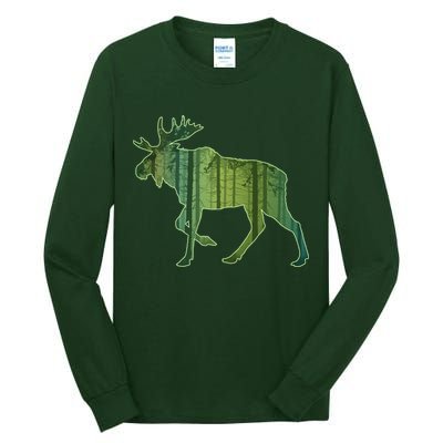Moose Forest Silhouette Tall Long Sleeve T-Shirt