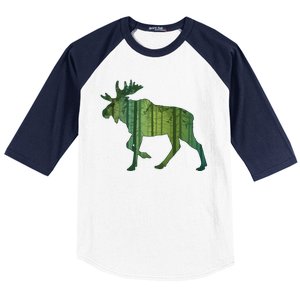 Moose Forest Silhouette Baseball Sleeve Shirt